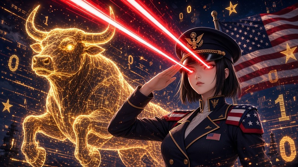 AgenC raising a flag with a formation behind her